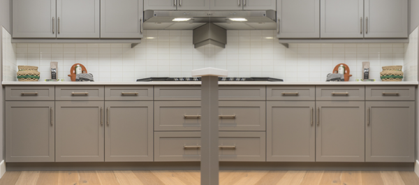 Kitchen set minimalis dengan laci dan rak pull-out